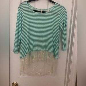 Orange Creek top with lace and buttons on back